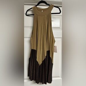 Free People Asymmetrical Dress in Gold and Brown